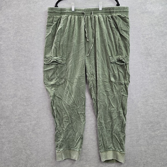 torrid Pants - Torrid Women Pants 3 Green Cargo Jogger Button 25" Inseam Rayon Spandex